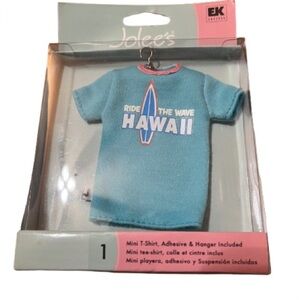 NWT Jolee's Blue Mini T-Shirt with Hawaii Ride The Wave Print Crafting Scrapbook
